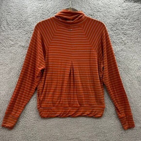 prAna Women's Small Activewear Orange Long Sleeve Top Stretchy Turtle Neck - Picture 9 of 9